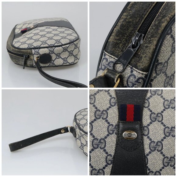 GUCCI GG Supreme Sherry Line Clutch Bag PVC Navy Red 89 01 034 Auth 103583 - Picture 16 of 16